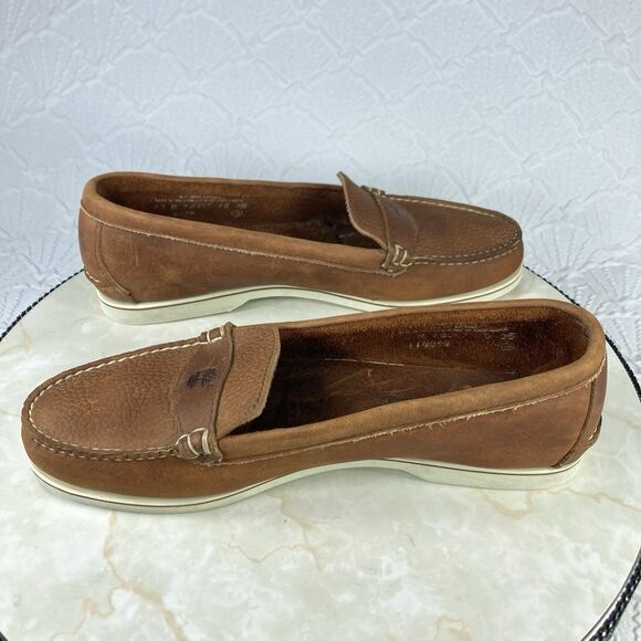 Timberland Penny Loafers Womens 10 Brown Leather Classic Nautical Slip On Shoes - Picture 10 of 12